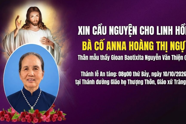 Cáo phó: Bà Cố Anna Hoàng Thị Ngự