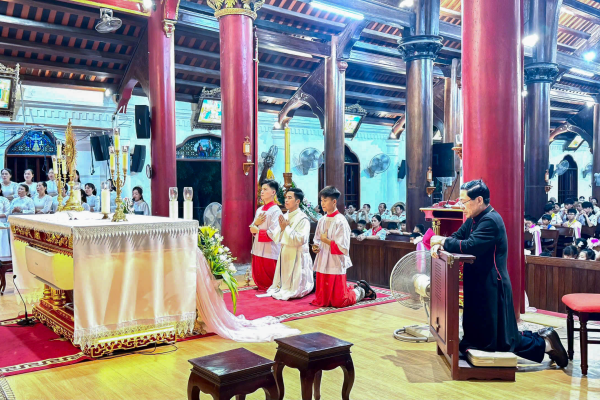 Giáo xứ Nam Lỗ: Đức cha Đa Minh thăm mục vụ và dâng Thánh lễ dịp Tuần Chầu lượt Giáo xứ