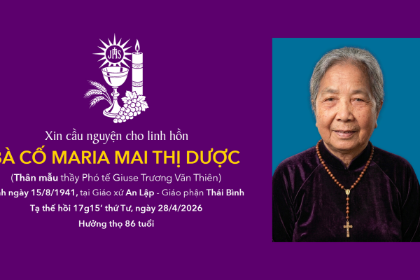 Cáo phó: Bà Cố Maria Mai Thị Dược